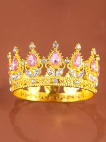 Coroană tiară prințesă roz cu cristal - Accesorii de păr pentru femei pentru nuntă, cadouri pentru mirese și domnișoare de onoare - Accesorii pentru cap cu fascinator, accesorii pentru costume de Halloween și accesorii esențiale pentru festivaluri/zi de naștere, articole pentru școală