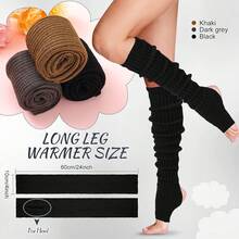 Long Leg Warmers Women 24 Inch Over Knee Knit Ribbed Leg Warmer Stirrup Yoga 80s Party Dance Ballet Supply - 黑色,深灰色,卡其色 - 查看 5