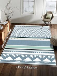 Tapete moderno minimalista azul, 1 peça, lavável, antiderrapante, de lã sintética, 1160g/m², para sala de estar, quarto, cozinha, escritório, entrada