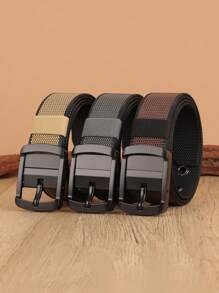 1 pièce Ceinture décontractée unisexe réversible à double face en polyester (polyamide) nylon avec contraste de couleurs simple, toutes saisons