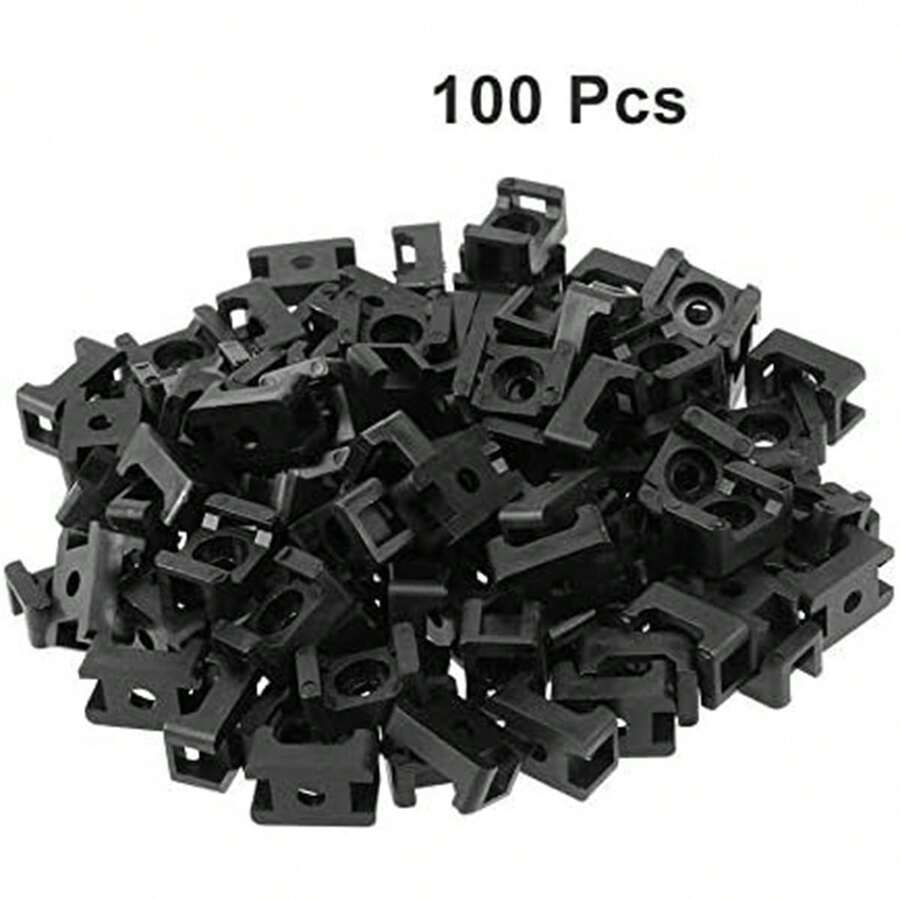 100 bases de tornillos negros para bridas de 23 mm. Se puede utilizar con clips de gestión de cables, organizadores de cables electrónicos, clips de cable del acelerador, clips de cable marinos, clips de cable de acero inoxidable o en cualquier lugar donde se necesite un cableado ordenado. - Negro - Ver 1