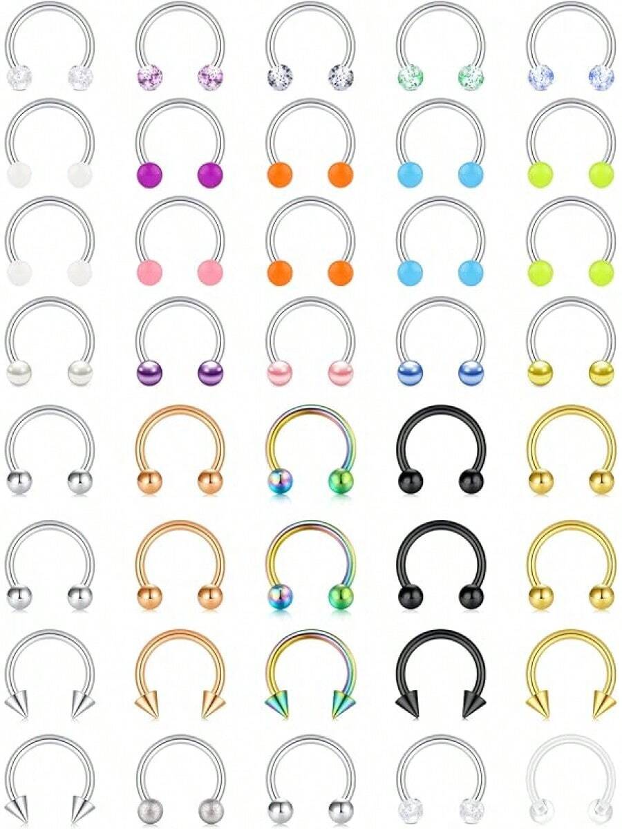 Horseshoe Septum Rings Surgical Steel Nose Piercing Jewelry 6mm-12mm - 16G-8MM-40個 - 查看 1