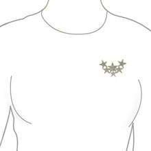 Large Big Statement Fashion Celestial Patriotic American Rock Star Sparkly Six Crystal Stars Scarf Brooch Pin For Women Teens Sier Or  Plated - 如圖 - 查看 3