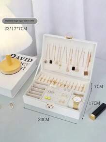 1 pieza Caja de almacenamiento de joyería de gran capacidad, caja de joyería, caja de joyería con cerradura y cajón, accesorios de almacenamiento de joyería, variedad de estilos para elegir, adecuada para collares, aretes, pulseras, anillos, pulseras, relojes y otros accesorios de joyería. Regalo para vacaciones. Para organizador de almacenamiento de mujeres, esenciales de viaje, vuelta al colegio, almacenamiento para dormitorio