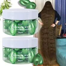 GZE 2 粒迷迭香薄荷护发维生素胶囊，含迷迭香油和薄荷油，强韧秀发精华 - 维生素 A、C、E、Pro、B5 - 男女适用护发素，令秀发丝滑柔顺 - 綠色 - 查看 3