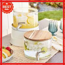 240oz Stacking Glass Beverage Dispenser With Acacia Wood Lid - Clear - View 3