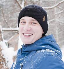 Women Beanie Hat - Navy Blue/White - View 5