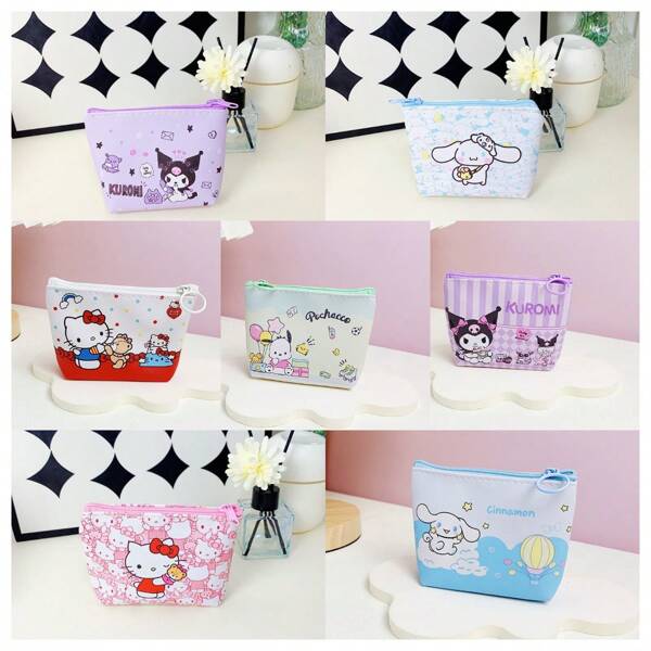 Sanrio Sanrio Multifunctional Organizer Coin Purse Small Card Holder Bag Pu Leather Material Cute Kitty Yugui Dog Wallet Data Cable Clutch Mini Wallet Coin Bag For Women Money Wallet Purse Wallet Back To School Supplies Coin Wallet