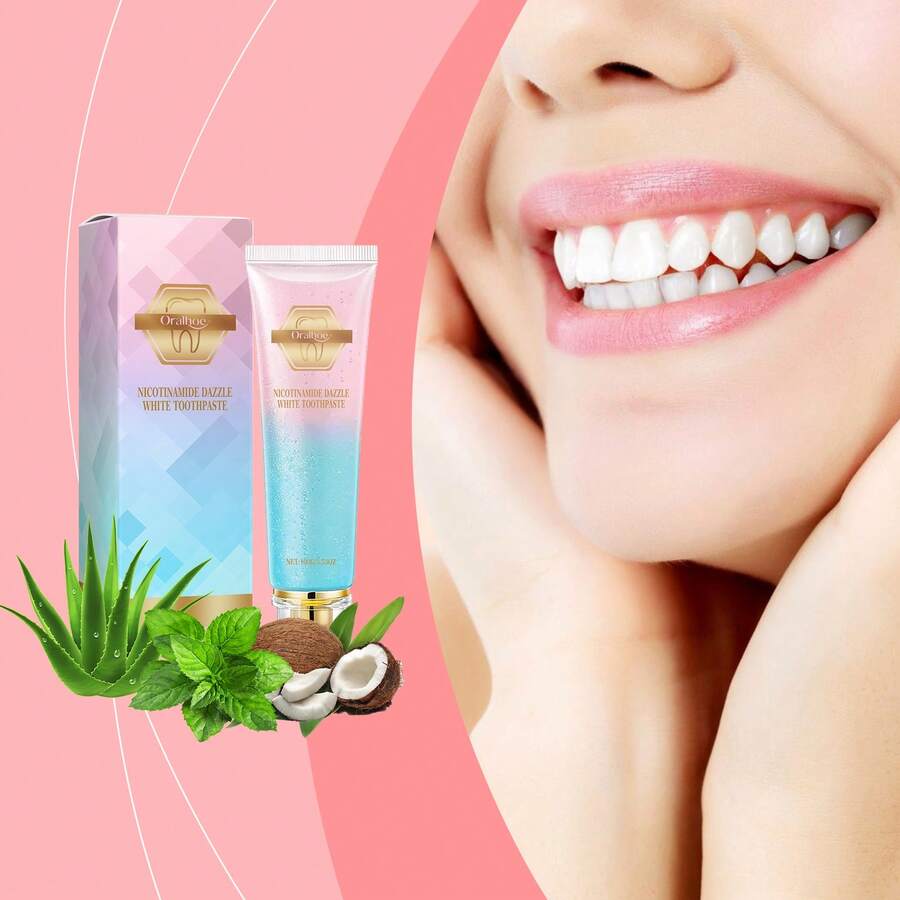 100g Pasta de dientes blanqueadora de niacinamida - Limpieza profunda, aliento fresco con menta, aceite de coco y aloe vera, cuidado oral diario para hombres y mujeres - Multicolor - Ver 1