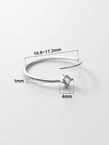 925 Sterling Silver Minimalist Cute Adjustable Ring, Unique Fashion Gold-Color Jewelry Accessory, Korean Style - Multicolor - View 11