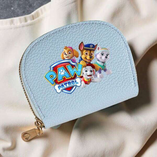 Paw Patrol 1 Stück Geldbörse in Muschelform mit Reißverschluss und 8 Kartenfächern - Paw Patrol Skye PU-Leder Schlanke Kartenhülle für Frauen, süßes Geschenk mit Scheinfach, Mini-Geldbörse, Portemonnaie, kleine Geldbörse, süße Geldbörse
