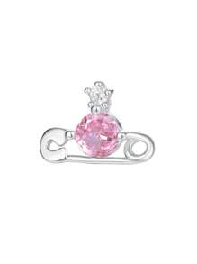 1 pieza Pendientes de plata de ley 925 con circonita, pendientes decorativos creativos y personales con un toque elegante, adecuado para uso diario de las mujeres, regalo para el Día de la Madre/Novia/San Valentín
