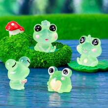 Luminous Frog, 6/8/12 Pcs Frog Light Garden, Mini Resin Frog, Mini Frog Garden Decor, Suitable For Decoration Of Mini Gardens, Doll Houses And Potted Plants