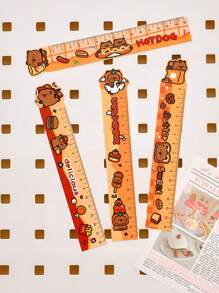4 Pieces Of Cartoon Capybara Magnetic Bookmark Rulers For Students Cute Shaped Creative Drawing Rulers With Random Styles , Back To School Gifts