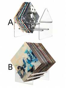 Présentoir en acrylique transparent pentagonal pour livres, magazines, fichiers, support pour CD, disques vinyles - Transparent - Voir 2