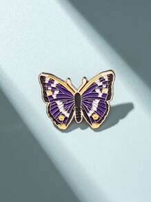 1 pièce Broche papillon violet dessin animé, broche vintage fleur 3D en résine violette, épingle de style nature pour rassemblements et sorties scolaires