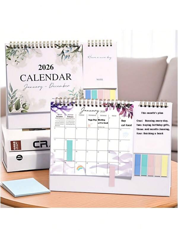 2026 New Year Desk Decor Monthly Calendar Stand With Tags, Reminder For Important Daily Events, Organizer For Planning And Scheduling, Desk Decor For Office, Planner, Suitable For Office Worker And Home,For School Supplies,Back To School