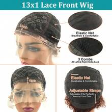 bling hair Short Curly Lace Front Wigs In Pixie Cut, 15 Cm, 13 X 1 Parted Lace Front Wigs Made Of Real Hair For Women, 6 Inches, Natural Black 99j 1b/27 1b/30 - Natural Black - 查看 2