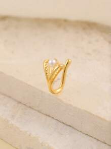 1 Pezzo Anello Finto Per Naso Incantato In Rame Con Decorazioni A Forma Di Diamante Geometrico E Nappa A Perla Finta E Zirconi Cubici Per Donne-fregio Di Lusso Per Appuntamenti