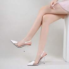 Summer New High Heels For Women Pointed Stilettos Transparent Cap-Toe Splicing Sandals