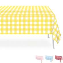 1/3/6pcs Yellow & Golden Color Tablecloth Decorations, Yellow & White Checked Disposable Plastic Tablecloths, 54 X 108 Inch Table Covers, Suitable For Birthdays, Weddings, Outdoor Dinners, Festivals All Season - Multiple Specifications - View 13