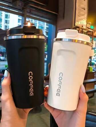 1 件 - 便携式不锈钢真空隔热咖啡杯 - 双层壁，可重复使用的防漏户外旅行杯，由不锈钢制成，适用于茶杯和咖啡杯，非常适合户外、汽车和家庭使用。