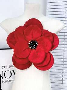 1 件女士手工串珠独特设计花卉胸针，奢华 3D 花朵翻领别针，时尚黑/白/红/粉色正式发夹，适合派对、舞台表演、主持人服装学校办公室配饰衬衫夹克珠宝圣诞节万圣节衣服别针有趣可爱的教师礼物 - 胸針 - 查看 14