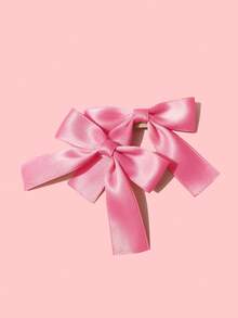 2pcs/Set Pet Bowknot Hair Clips, Cute Cat/Dog Side & Top Clips Hair Accessories - Hot Pink - View 4