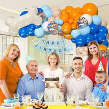 120个蓝色气球拱门套装，DIY蓝橙裸色白色狗狗爪印气球主题婴儿派对周年纪念男孩女孩儿童生日派对装饰 - 彩色 - 查看 5