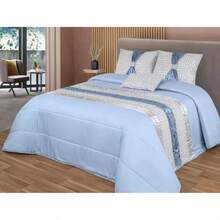 Decorative Bedspread, With Three Cushions, Filling Included, Superior Quality Bed Duvets, Comfortable And Durable, Suitable For A 135/150cm Bed, Size 250x260cm - 淺藍色 - 查看 2
