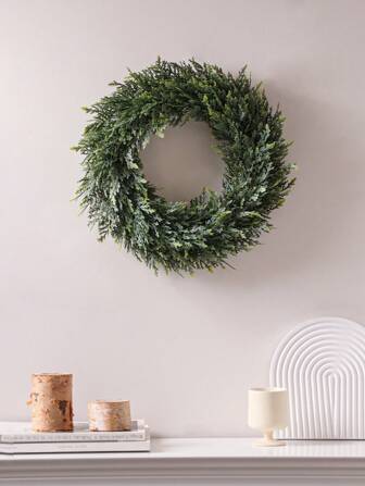1 stuk kunstmatige cederkrans, kunstplant, kunstbloem, simulatieplant, paasdecoratie, ornament, 41 cm/16,14 inch, groen, PE-materiaal, lente- en zomerdecoratie, bruiloftdecoratie, afstudeerceremonie, decoratie voor studentenhuis, decoratie voor buitenevenementen, decoratie voor verjaardagsfeesten, entree, hotel, eetkamer, woonkamer, slaapkamer, bruiloft, banket, keuken, tuindecoratie, decoratie voor de vier seizoenen
