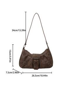 Fashionable Solid Color Rivet Decoration Armpit Foreskin Buckle Flip Shoulder Bag, Suitable For Shopping, Wallets, Shopping, Young Women, College Students, Newcomers, White-Collar Workers. They Are Very Suitable For Offices, Universities, Work, Business, Commuting, Outdoor Activities, Travel, And Outings