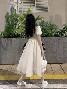 Women Midi Dresses - 杏 - 查看 2