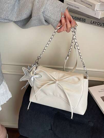 Fashionable Minimalist Women's Shoulder Bag, 2025 New Arrival, Faux Leather Small Square Bag, Flap Closure Metal Chain, Suitable For Women, Girls, Young Professionals, Office Workers, Work, Shopping