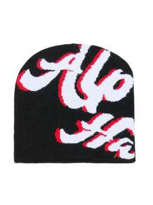 1pc Jacquard Knitted Beanie Hat, Casual Skull Cap, Unisex Hip Hop Style Winter Hat, Sports Cap, Cycling Cap, Ski Cap, Couple Cap, Holiday Gift
