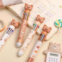 10 Pcs Cartoon Push-Button Ball Point Pens, Multicolor Student Supplies Stationery Pens For Bullet Journaling And Doodling,School Supplies,Back To School