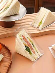 Cajas de embalaje transparentes triangulares para sándwiches, envases para llevar sándwiches - transparente - Ver 6