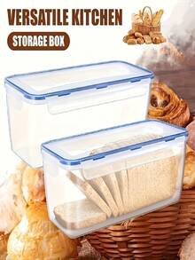1pc 2.7L/95oz Airtight Food Storage Container With Leakproof Blue Flip-Top Lid - Transparent Stackable Plastic Kitchen Organizer For Bread, Bakery Items, Fridge & Freezer - Durable, Space-Saving Design, Food Storage Organizer, Bakery Item Keeper