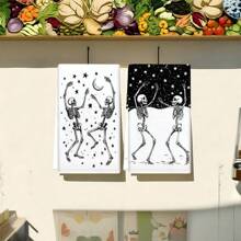 1 set/2 buc prosoape de vase cu model de craniu de Halloween, bureți abrazivi, potrivite pentru restaurante, bucătării, băi, decorațiuni de sărbători, decorațiuni pentru întâlniri de familie, decorațiuni pentru casă, articole de uz casnic, cadouri pentru vârstnici și prieteni