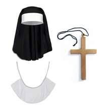 2/3/4 Halloween Nun Costume Accessories Nun Hat Cross Pendant Necklace Cross Thigh High Sock For Halloween Cosplay Party