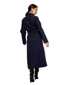 Elegant Double-Pocket Coat HF-SBT-005 - Navy Blue - View 2