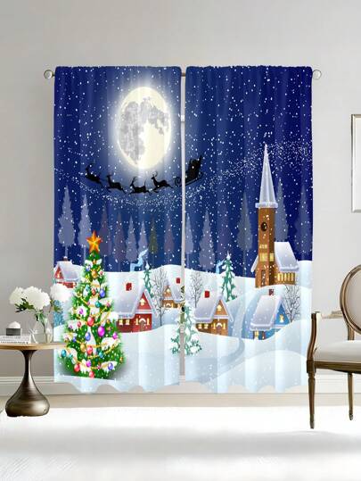 2 buc decorațiuni de Crăciun cu perdele de cameră cu desene animate, perdele de living din poliester, perdele opace pentru dormitor, decorațiuni dormitor pentru casă, stil decorațiuni nuntă casă dormitor, perdele opace fără găurire, decorațiuni de Crăciun pentru casă, set perdele de bucătărie decor de Crăciun