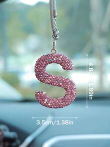 1件汽车内饰装饰配件，全钻石粉色字母汽车后视镜装饰挂件 - 黑色 - 查看 7