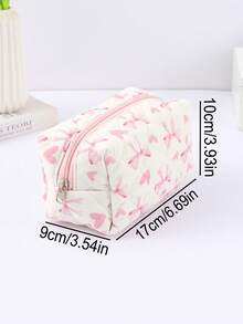 1pc Bow Pencil Case, Creative Floral And Bow Pattern Design, Beautiful Pencil Case - Suitable For Study Stationery Storage And Desktop Organization Decoration, Daily Portable Storage Bag, Beautiful Gift For Friends,Back To School,School Supplies,Pencil Pouch,School Bag - Multicolor - View 9