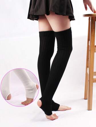 1 par förtjockade benvärmare för över knäna, enfärgade, enkla knähöga benvärmare, lämpliga för vardagsbruk, fest, prestationsmatchning och present, mysiga
