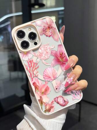 1 szt. Kreatywny akrylowy spersonalizowany wzór magnetyczny antypoślizgowy bezprzewodowy futerał na telefon, kompatybilny z 16, 15, 14, 13, 12, 11 Pro Max, przezroczysta ochronna osłona telefonu