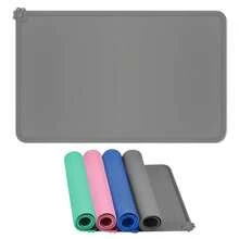 وسادة تغذية للحيوانات الأليفة مقاومة للماء مع حواف عالية - متعددة الأحجام والألوان، حصيرة سيليكون، حصيرة طعام للحيوانات الأليفة لا تنزلق للكلاب والقطط (48 * 30 سم)