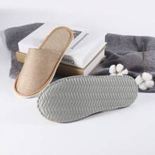 1 Pair Disposable Slippers Linen Hotel Guesthouse Beauty Salon Inn Home Homestay Inn Eva Non-Slip Bottom Slippers Suit For EUR35-45(Grey/Beige)