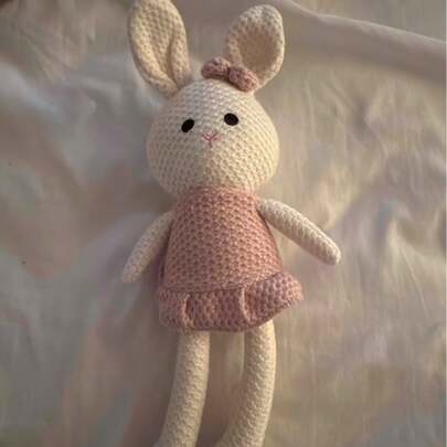 Pareja de muñecos de peluche de conejo y oso tejidos, almohada de muñeco, material suave y cómodo, regalo de cumpleaños creativo para novia, novio, amigos, decoración del hogar para cama, sofá, sala de estar