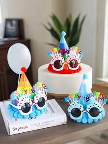 1/2pcs Cake Shaped Birthday Party Glasses Plastic Material Fun Sunglasses For Creative Funny Birthday Party, Party Party, Dance Party, Celebration And Photoshoot, Birthday Party Decorations, Party Supplies, Party Decorations - Pink - View 4